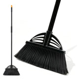 Xifando Heavy Duty Broom 55 Inch Adjustable Long Handle Broom with EVA Soft Grip (Black)
