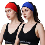 Paropkar 2Pack Headbands For Sport, SweatWicking NonSlip Sweatbands For Men Women(Red, Blue)