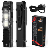 EDC Tactical Flashlight, 1100 High Lumens Rechargeable LED Flat Flashlight w/ Clip & Digital Display, Pocket Flashlight for Home