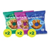 Crisp Power High Protein Pretzel Crisps - 6 Pack x 1.75 oz Crunchy & Flavorful Plant-Based Snack. No Sugar, 28g Protein Per Pack