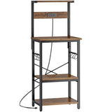 SUPERJARE 4 Tier Bakers Rack with Power Outlets, Microwave Stand with Adjustable Shelf, Kitchen Shelf Organizer for Small Space,