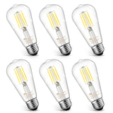 MASTERY MART 6 Pack Vintage Edison Bulbs, E26 Led Bulb 5.5W Equivalent to 60W, Dimmable, 5000K Daylight White, High Brightness A