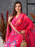 Anni Designer Women'S Cotton Blend Straight Printed Kurta With Pant & Dupatta (Sanskrit Rani-Nw_S_Pink_Small),Pink,S,,,