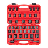 TEKTON 1/2 Inch Drive 6-Point Impact Socket Set, 45-Piece (5/16-1-1/4 in., 8-32mm) | SID92403