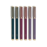 U Brands Catalina Felt Tip Pens, Set of 6 Black Ink Pens, Soft Touch Jewel Tones, Gold Details, Medium (0.7 mm) Point