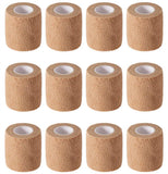 12 Pack 2 x 5 Yards Self Adhesive Elastic Bandage Wrap Stretch Self-Adherent Tape for First Aid,Sports, Wrist, Ankle (Skin Color
