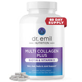DR. EMIL NUTRITION Multi Collagen Peptides Plus Biotin and Vitamin D - Biotin and Collagen Supplements for Hair Skin and Nails -