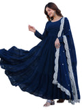 Wedani Georgette Sequins Work Anarkali Kurta Set For Women Turquoise,TURQUOISE,M