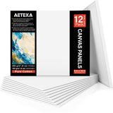 AETEXA Canvases for Painting 8x10 Inch, Canvas Bulk Pack of 12, 8 oz Primed Canvas Panel, Blank Canvas for Painting, Canvas Boar