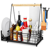 JBBTOOL Grill Caddy, BBQ Caddy for Outdoor Grill with Paper Towel Holder, Picnic Condiment Utensil Storage for Outdoor Camping,