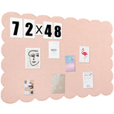 Mooliwe Scalloped Felt Bulletin Board 72 x 48 Inches Foldable Flesh Pink Pin Cork Board Alternative for Wall, 6 x 4 Trifold Pi