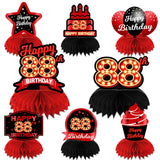 Happy 88th Birthday Red and Black Table Honeycomb Centerpieces Balloons Theme Decor Table Decorations Table Toppers for Girls Wo