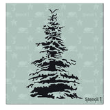 Stencil1 Winter Christmas Stencils (Snowy Pine Christmas Tree Stencil 5.75 x 6)