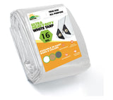 16 MIL Thick Ultra Heavy Duty White Tarp 8 x 16 (True Size) 3ply Waterproof 9.5 oz UV Protected Multipurpose Protective Cover