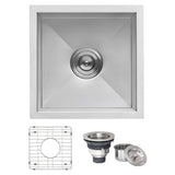 Ruvati 13 x 15 inch Undermount 16 Gauge Zero Raduis Bar Prep Kitchen Sink Stainless Steel Single Bowl - RVH7113