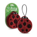 Genuine Fred Cleaning Ladies Ladybug Sponges, Set of 2 Scrubber Sponges, Gentle on Cookware, Tough on Grime, Corded Loop for Eas