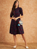 Modeve Women Bandhani Print Navy Dress_2X-Large