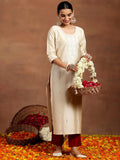 Libas Women'S Silk Embroidered Straight Kurtas (G2741_Off White Off White 2Xl