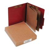 ACCO Pressboard Classification Folders, 3 Expansion, 2 Dividers, 6 Fasteners, Letter Size, Earth Red Exterior, 10/Box