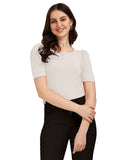 Elinor Women'S Casual Regular Puff Sleeves Top (Medium White),White,M