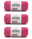 Bernat Super Value Tulip Pink Yarn - 3 Pack of 198g/7oz - Acrylic - 4 Medium (Worsted) - Knitting/Crochet