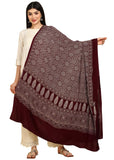 Amrozia Ajrakh Print Rayon Dupatta For Women (Maroon)