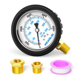 MEANLIN MEASURE 0~5000Psi Stainless Steel 1/4 NPT 2.5 FACE DIAL Liquid Filled Pressure Gauge, Lower Mount (with Rubber Protectiv