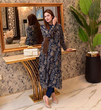 Anni Designer Women'S Rayon Blend Straight Printed Kurta With Pant (Lahori Blue_L_Blue_Large),Blue,L,Rayon Blend,Regular,