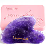 BESKAR Gua Sha Facial Tools, Natural Jade Stone Guasha Massager for Jawline Sculpting, Tighten Face Skin and Reduce Wrinkles, Fa