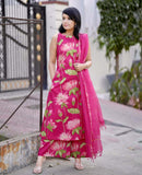 Gosriki Women'S Rayon Viscose Printed A-Line Kurta With Palazzo & Dupatta (Amala Pink-Gs_L_Pink_Large),Pink,,B0F54FJVTN