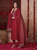 Gosriki Women'S Rayon Blend Printed Straight Kurta With Pant & Dupatta (Toxic Red-Vks01-Gs_M_Red_Medium),Red,,B0DT7657Z4