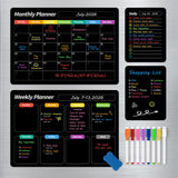FINDMAG 4 Pack Magnetic Dry Erase Board Set, 16.5x11.8 Magnetic Calendar for Refrigerator, Fridge Calendar Magnet, Black Weekly