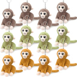 Motionchic 12 Pcs Adorable Monkey Mini Stuffed Animal Keychain Bulk 4 Inch Small Animal Plush Ornament Soft Adorable Jungle Toys