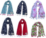 Fusfus WomenS Printed Chiffon Scarves And Stoles, Free Size(Multicolour, Fs2426) Pack Of 6 (Multicolor4)