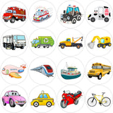 Hohamn 600 Pcs Transportation Stickers for Kids Teachers 1.5 Inch 16 Styles Transportation Vehicle Assorted Car Motorcycle Ship
