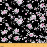 Feelyou Retro Black Rose Upholstery Fabric for Chairs 2 Yards Vintage Garden Flower Fabric by The Yard Botanical Herbs Flower Pa