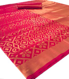 Pujia Mills Womens Kanjivaram Pure Banarasi Silk Saree Kanchipuram Saree (Rani)