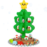 maysida Baby First Mini Christmas Tree for Kids, Learning Toys Colorful Plastic Finger Puppets Snowman/Elk/Santa Tumblers for To