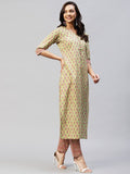 Anni Designer Women'S Cotton Blend Straight Printed Kurta With Palazzo (Jooni Green_S_ Green_Small),Green,S,Cotton Blend,Straight,Palazzo