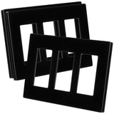 Bates- Screwless Decorator Wall Plates, Black, 3 Pack, Screwless Wall Plates 3 Gang, Switch Cover Plate, Electrical Outlet Cover