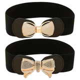 Elesuncdou 2Pcs Belt For Women Dresses, Elegant Waist Belt For Women Dresses, Stretchable Black Belt For Women, Versatile Office