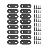 EATAKWARD 30Pcs Flat Straight Brace Brackets, 1.57 x 0.6 x 0.08 Inch Stainless Steel Repair Bracket Plate, Black, Support Fixed