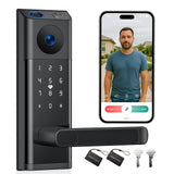 CAMCAMP WiFi Video Smart Lock with Camera & Doorbell, Keyless Entry Door Lock with Handle for Front Door, Five Ways to Unlock Fi