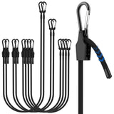 MILYARD 8 Pcs Adjustable Bungee Cord with Hooks 3 Sizes, 24 48 72 Black Super Elastic Bungee Straps with Carabiner, Heavy Duty O