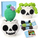 CrochetBox Crochet Kit for Beginners Adults - Skull Potted Plant Starters Crochet Kit, Beginners Crocheting Kitting for Adults K