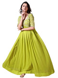 Wedani Georgette Embroidered Long Gown For Women Light Green,LIGHT GREEN,S