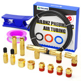 TAILONZ Pneumatic Black 1/4 OD 16 Meter 52.5ft PA12 Nylon Air Tubing Kits,Pipe Hose Air Line Tubing, Push-to-Connect DOT Brass F