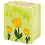Busnos Book Vase Tulip Pencil Cup Pen Holder For Office Desk Decorative Books Yellow Flower Vase Cute Toothbrush Holders Home De