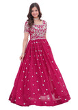 Wedani Faux Georgette Embroidered Work Anarkali Kurta Set For Women (In Alpha L Regular Pink),PINK,L
