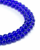 8mm Glass Beads 46PCS Glass Beads for Jewelry Making Charm Round Loose Bead for Bracelet Making Kit (Dark Blue Glass)